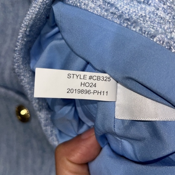 J. Crew Lady Blazer Jacket Cropped Gold Buttons Fresh Air Blue Linear Tweed 4 - Picture 9 of 9